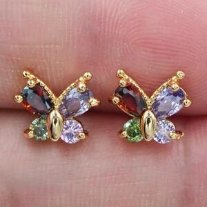 NEW! Dainty Colorful Multicolor Butterfly Stud Earrings